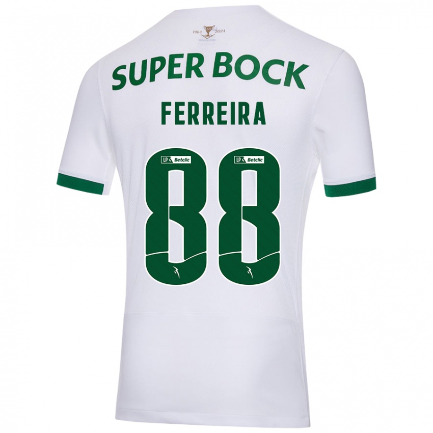 Homme Maillot Tiago Ferreira #88 Blanc Vert Tenues Extérieur 2024/25 T-Shirt Belgique