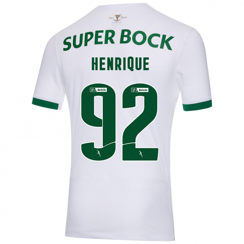 Homme Maillot Eduardo Henrique #92 Blanc Vert Tenues Extérieur 2024/25 T-Shirt Belgique