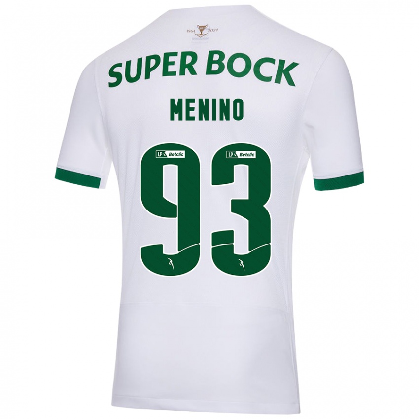 Homme Maillot Miguel Menino #93 Blanc Vert Tenues Extérieur 2024/25 T-Shirt Belgique