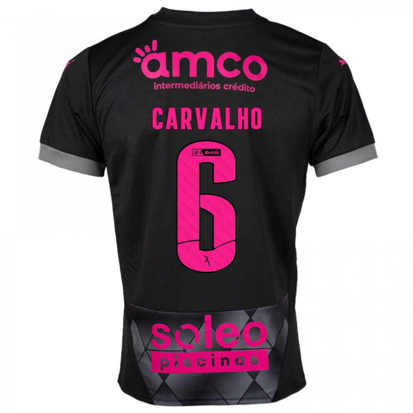 Herren Vitor Carvalho #6 Schwarz Rosa Auswärtstrikot Trikot 2024/25 T-Shirt Belgien