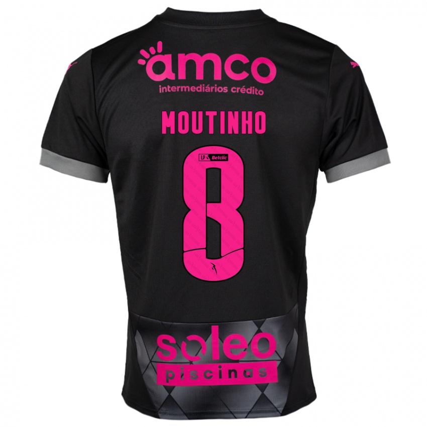 Heren João Moutinho #8 Zwart Roze Uitshirt Uittenue 2024/25 T-Shirt België