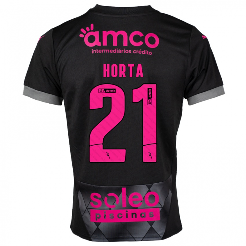 Herren Ricardo Horta #21 Schwarz Rosa Auswärtstrikot Trikot 2024/25 T-Shirt Belgien