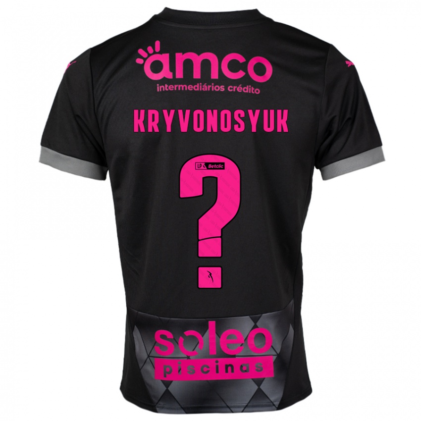 Homme Maillot Leonardo Kryvonosyuk #0 Noir Rose Tenues Extérieur 2024/25 T-Shirt Belgique