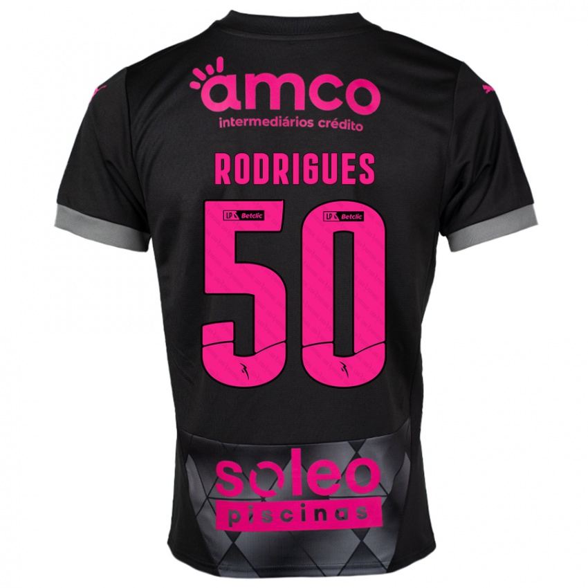 Heren Diego Rodrigues #50 Zwart Roze Uitshirt Uittenue 2024/25 T-Shirt België