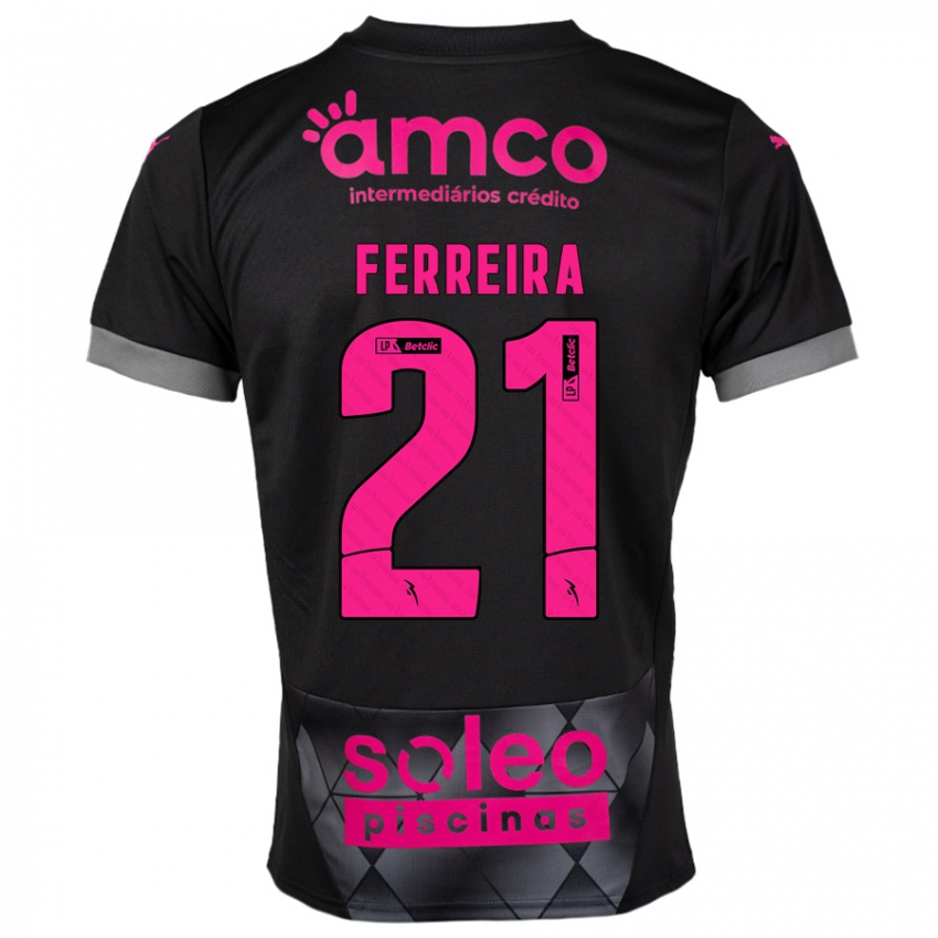 Herren Ana Carolina Ferreira #21 Schwarz Rosa Auswärtstrikot Trikot 2024/25 T-Shirt Belgien