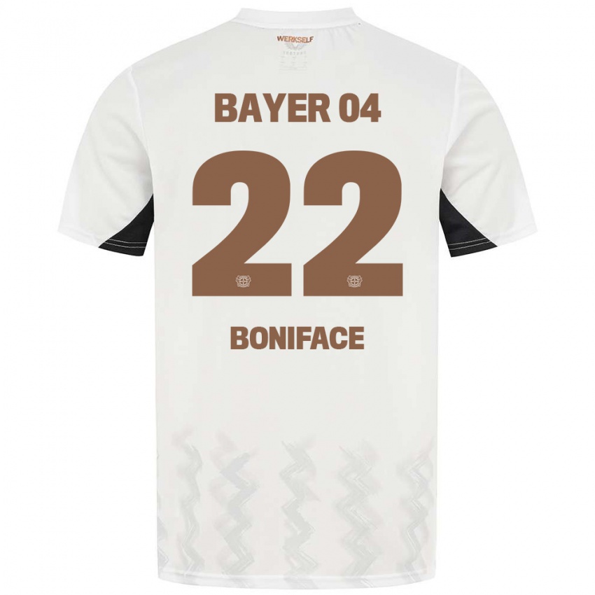 Herren Victor Boniface #22 Weiß Schwarz Auswärtstrikot Trikot 2024/25 T-Shirt Belgien