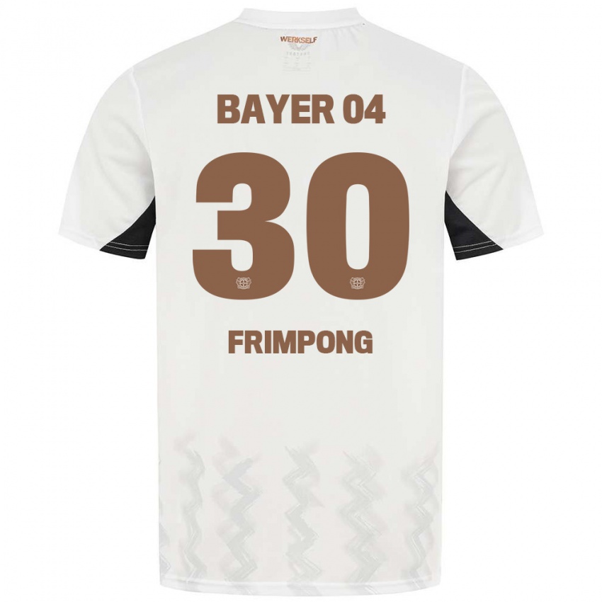 Herren Jeremie Frimpong #30 Weiß Schwarz Auswärtstrikot Trikot 2024/25 T-Shirt Belgien