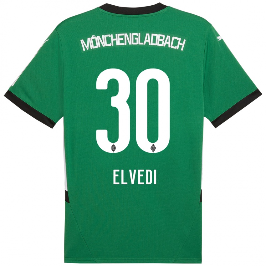 Heren Nico Elvedi #30 Groen Wit Uitshirt Uittenue 2024/25 T-Shirt België