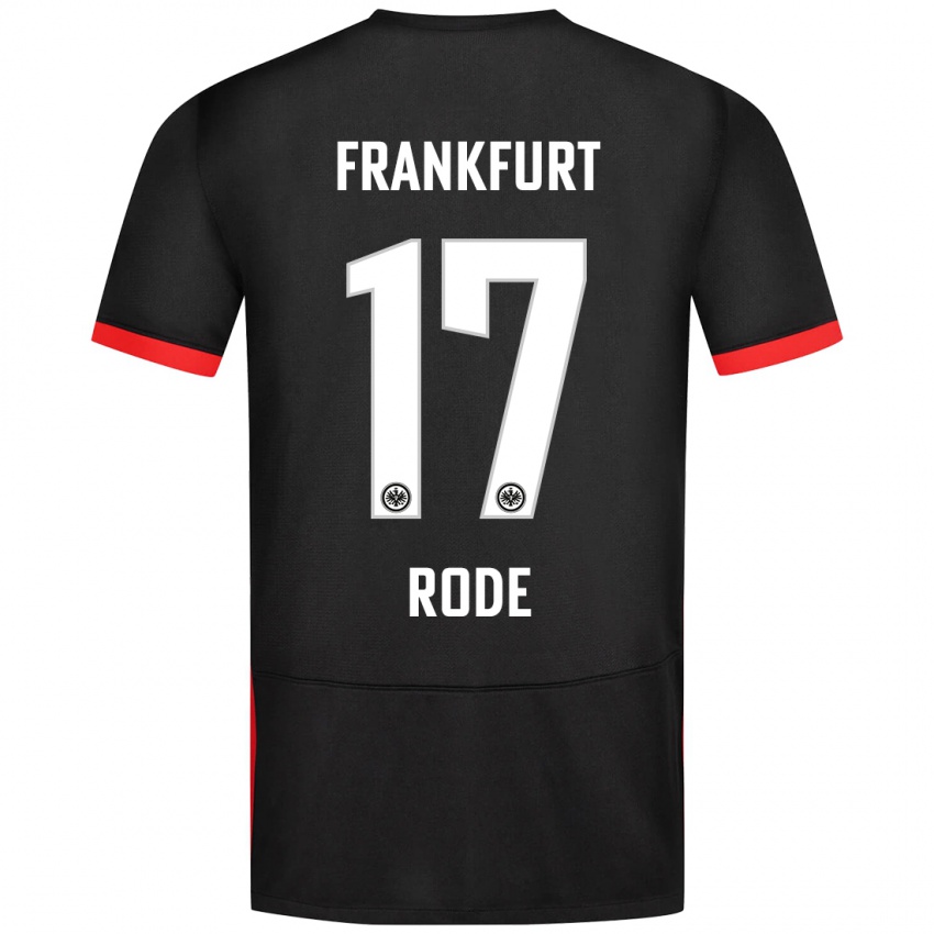 Heren Sebastian Rode #17 Zwart Uitshirt Uittenue 2024/25 T-Shirt België