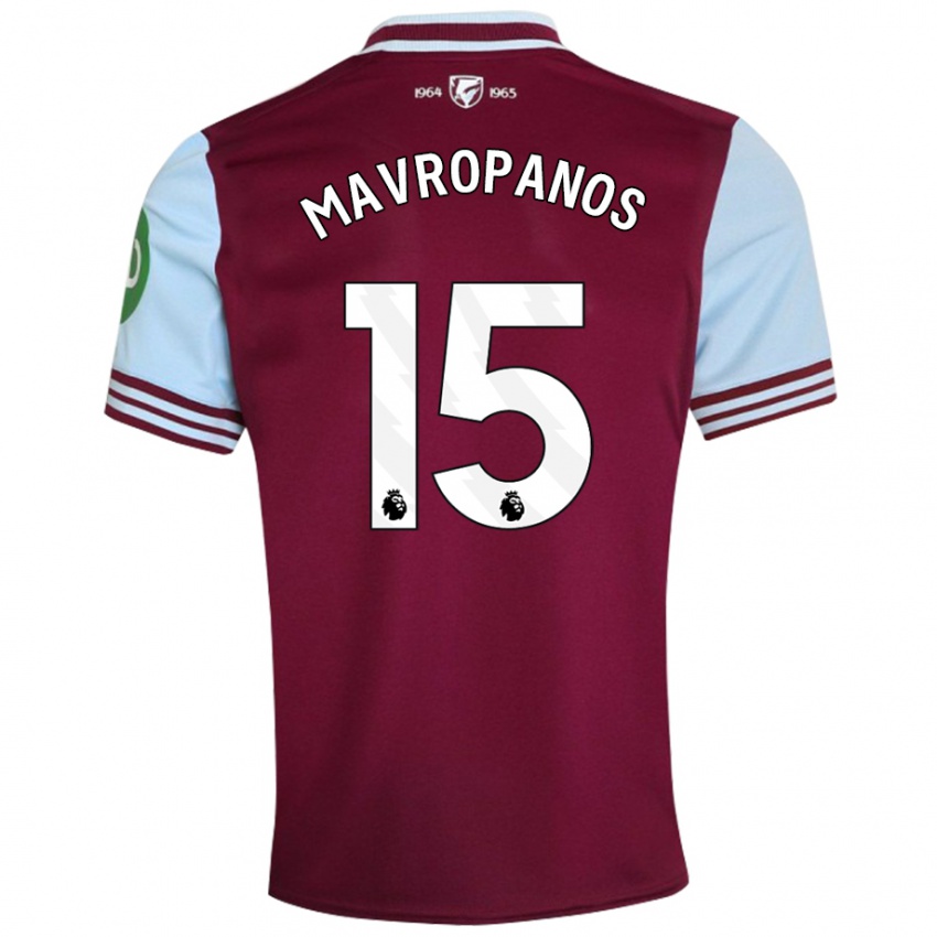 Femme Maillot Konstantinos Mavropanos #15 Rouge Foncé Tenues Domicile 2024/25 T-Shirt Belgique