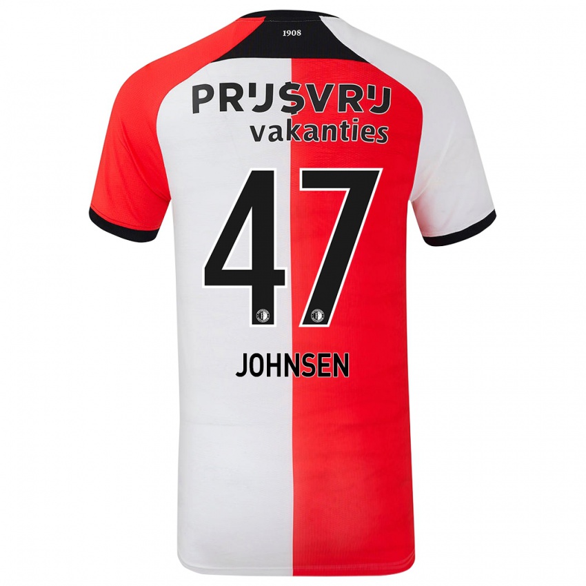 Dames Mikael Torset Johnsen #47 Rood Wit Thuisshirt Thuistenue 2024/25 T-Shirt België