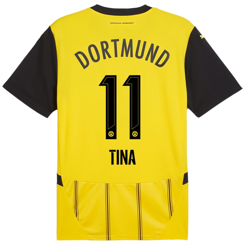 Femme Maillot Abdulla Tina #11 Jaune Noir Tenues Domicile 2024/25 T-Shirt Belgique