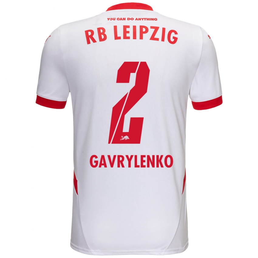 Femme Maillot Oleksandr Gavrylenko #2 Blanc Rouge Tenues Domicile 2024/25 T-Shirt Belgique