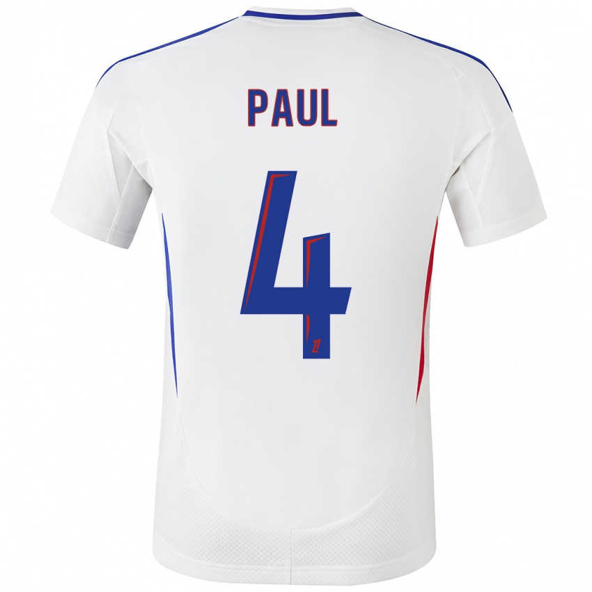 Dames Paul Akouokou #4 Wit Blauw Thuisshirt Thuistenue 2024/25 T-Shirt België