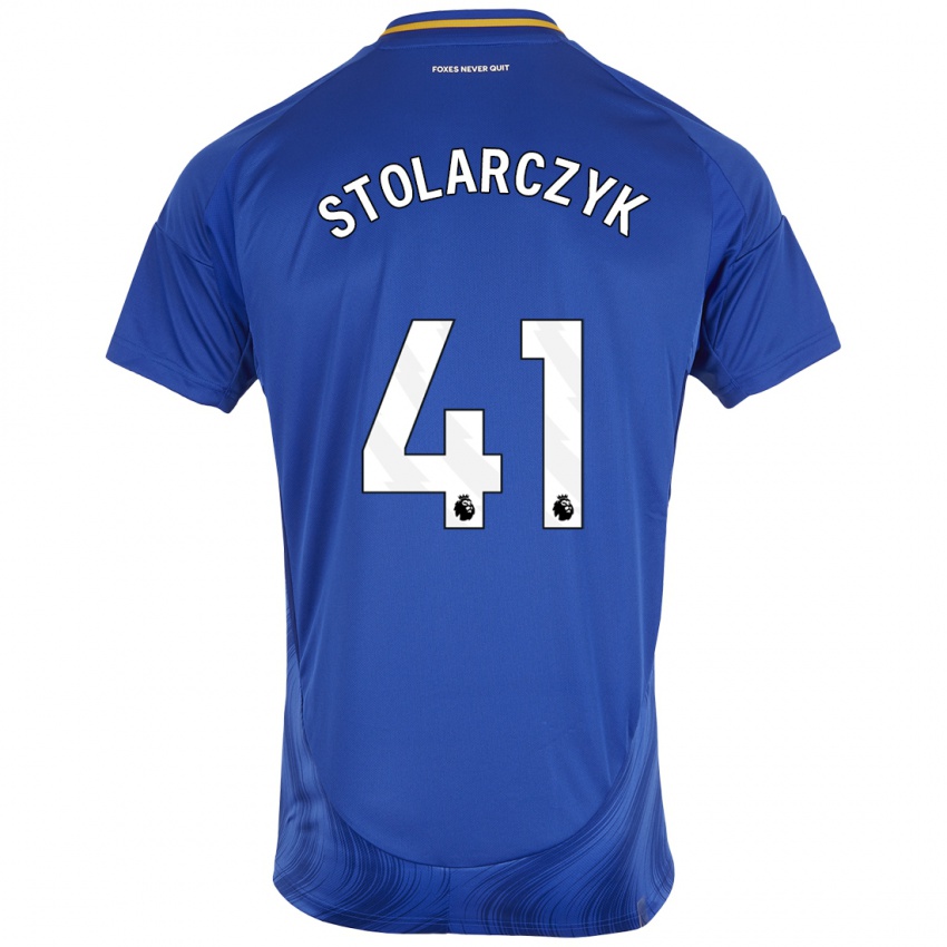 Femme Maillot Jakub Stolarczyk #41 Bleu Blanc Tenues Domicile 2024/25 T-Shirt Belgique