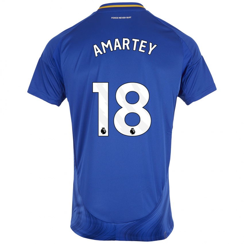 Femme Maillot Daniel Amartey #18 Bleu Blanc Tenues Domicile 2024/25 T-Shirt Belgique