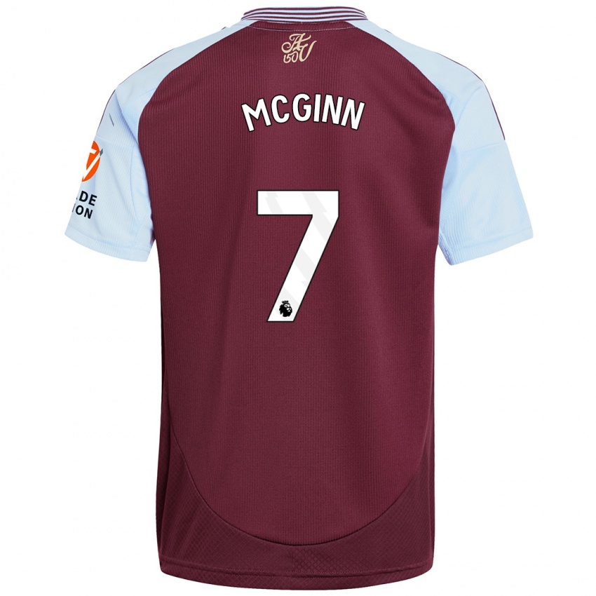 Femme Maillot John Mcginn #7 Bordeaux Bleu Ciel Tenues Domicile 2024/25 T-Shirt Belgique