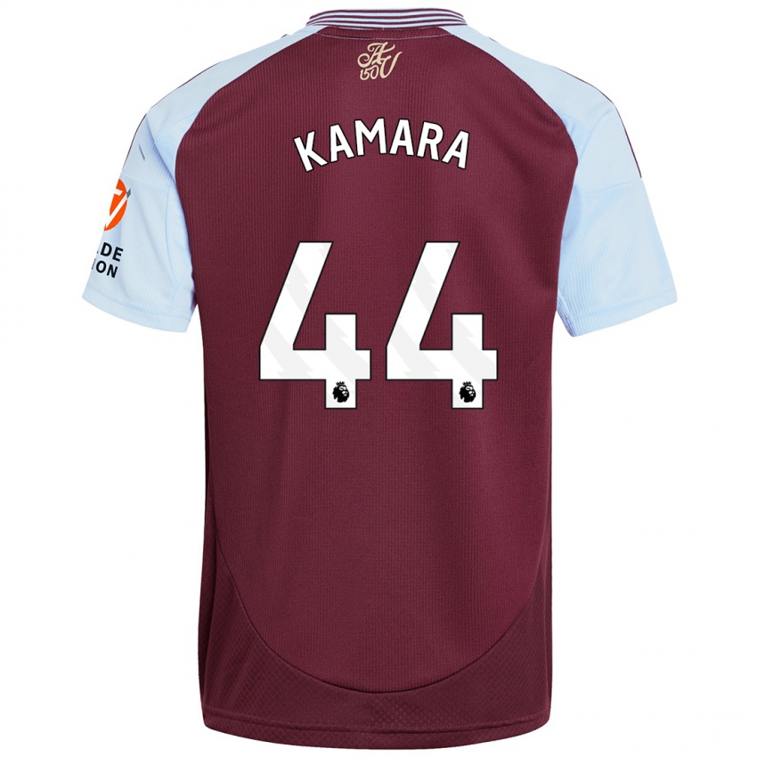 Femme Maillot Boubacar Kamara #44 Bordeaux Bleu Ciel Tenues Domicile 2024/25 T-Shirt Belgique