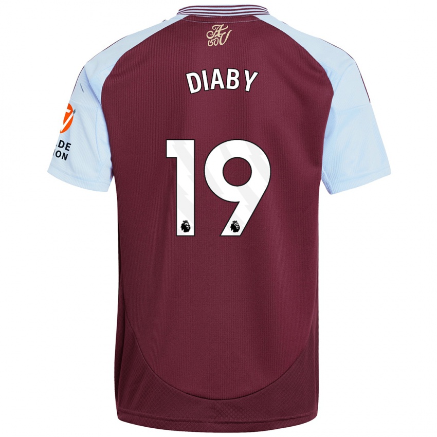 Dames Moussa Diaby #19 Bordeaux Hemelsblauw Thuisshirt Thuistenue 2024/25 T-Shirt België