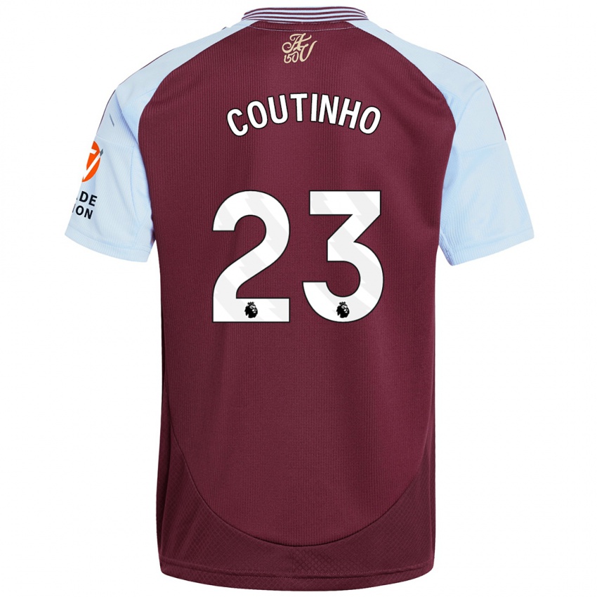 Dames Philippe Coutinho #23 Bordeaux Hemelsblauw Thuisshirt Thuistenue 2024/25 T-Shirt België