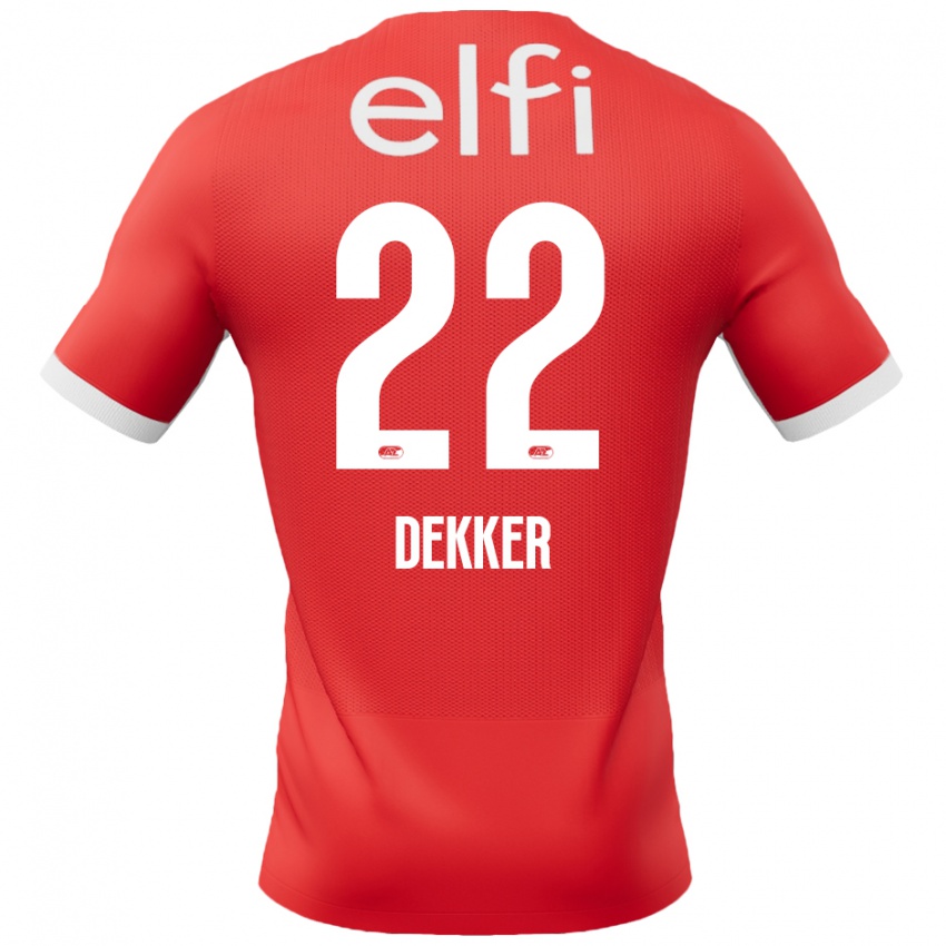 Damen Maxim Dekker #22 Rot Weiß Heimtrikot Trikot 2024/25 T-Shirt Belgien