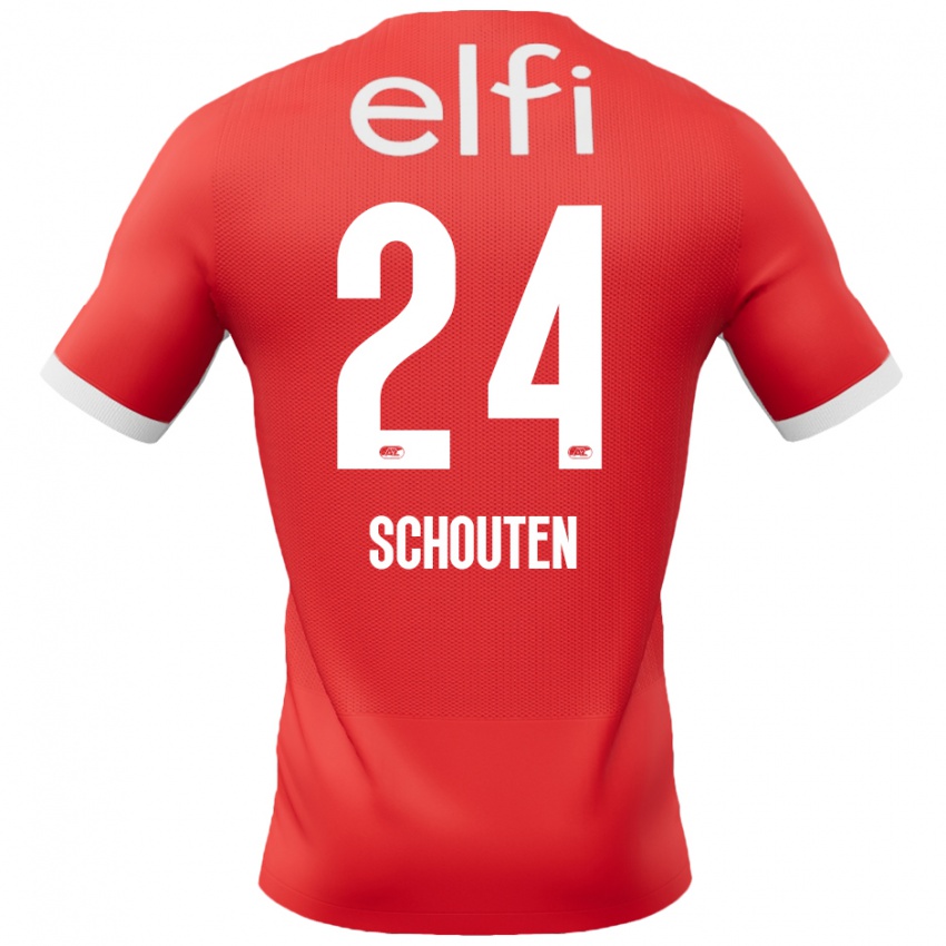 Damen Lewis Schouten #24 Rot Weiß Heimtrikot Trikot 2024/25 T-Shirt Belgien