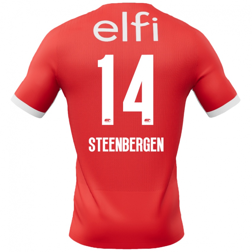 Damen Thom Steenbergen #14 Rot Weiß Heimtrikot Trikot 2024/25 T-Shirt Belgien