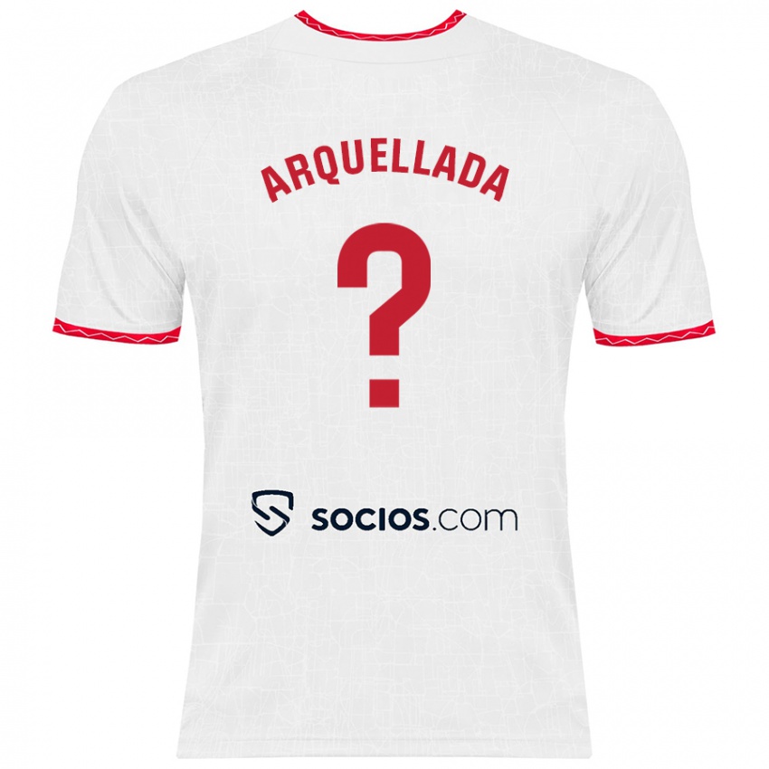 Femme Maillot Álvaro Arquellada #0 Blanc Rouge Tenues Domicile 2024/25 T-Shirt Belgique