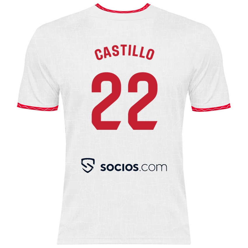 Femme Maillot José Castillo #22 Blanc Rouge Tenues Domicile 2024/25 T-Shirt Belgique