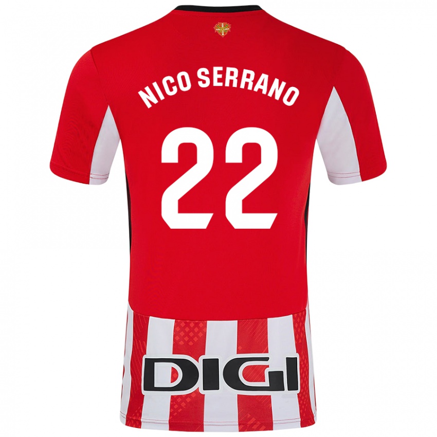 Femme Maillot Nico Serrano #22 Rouge Blanc Tenues Domicile 2024/25 T-Shirt Belgique