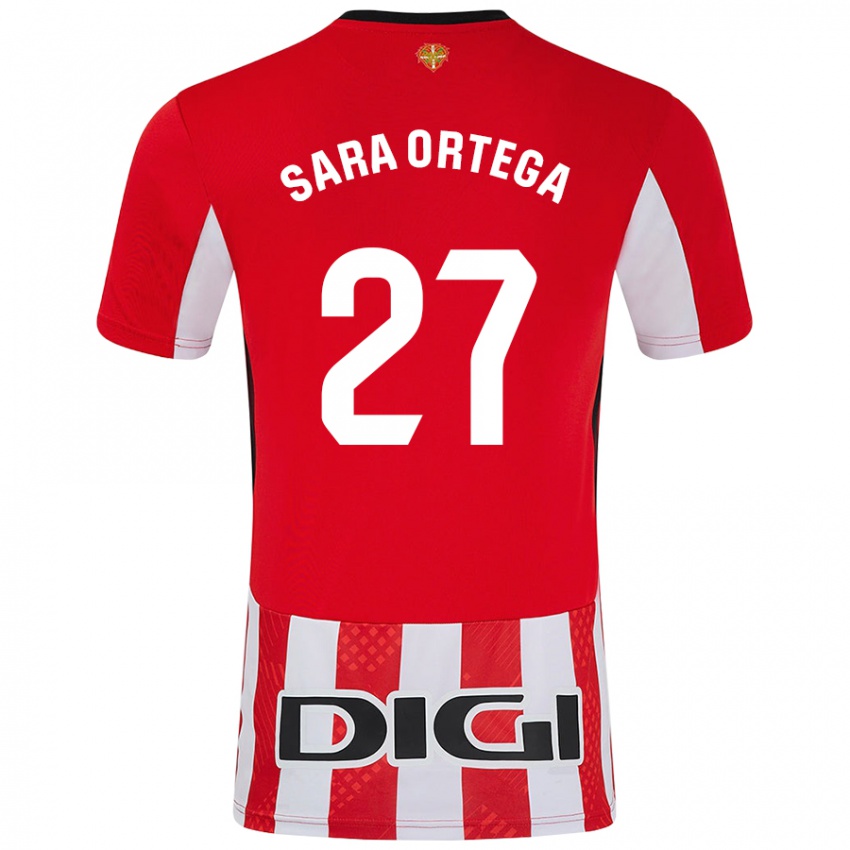 Femme Maillot Sara Ortega Ruiz #27 Rouge Blanc Tenues Domicile 2024/25 T-Shirt Belgique