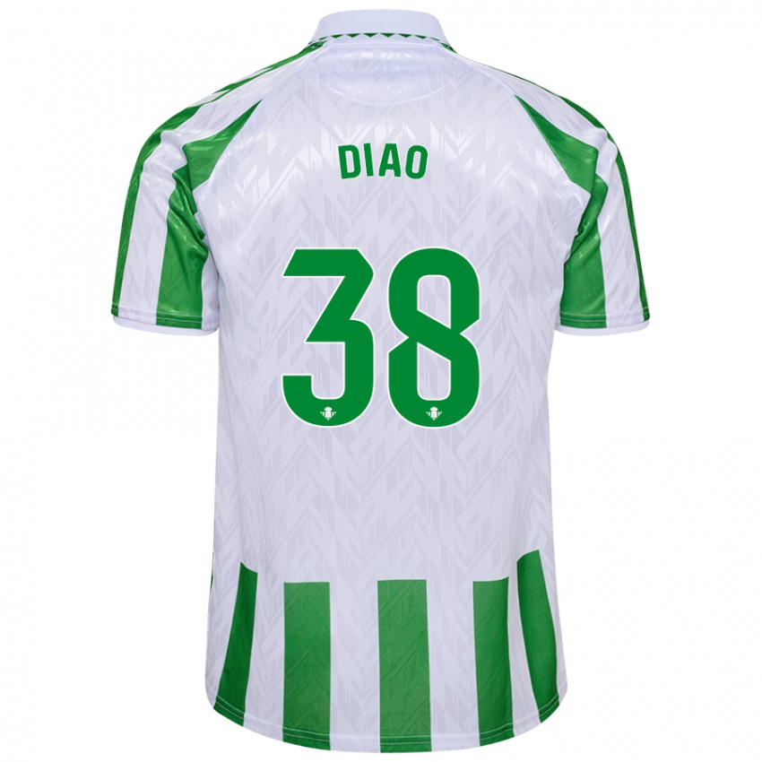 Dames Assane Diao #38 Groen Witte Strepen Thuisshirt Thuistenue 2024/25 T-Shirt België