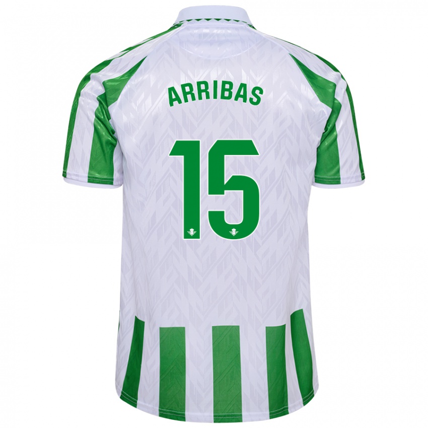 Dames Sergio Arribas #15 Groen Witte Strepen Thuisshirt Thuistenue 2024/25 T-Shirt België