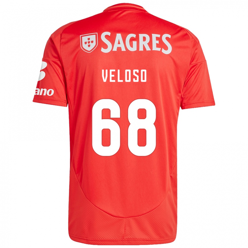 Femme Maillot João Veloso #68 Rouge Blanc Tenues Domicile 2024/25 T-Shirt Belgique