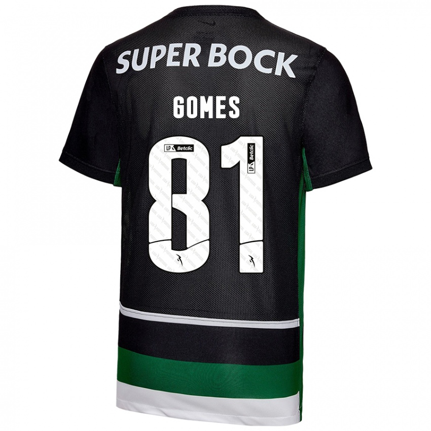 Femme Maillot Salvador Gomes #81 Noir Blanc Vert Tenues Domicile 2024/25 T-Shirt Belgique