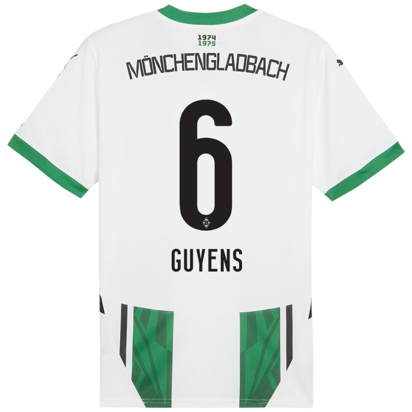 Femme Maillot Emily Guyens #6 Blanc Vert Tenues Domicile 2024/25 T-Shirt Belgique