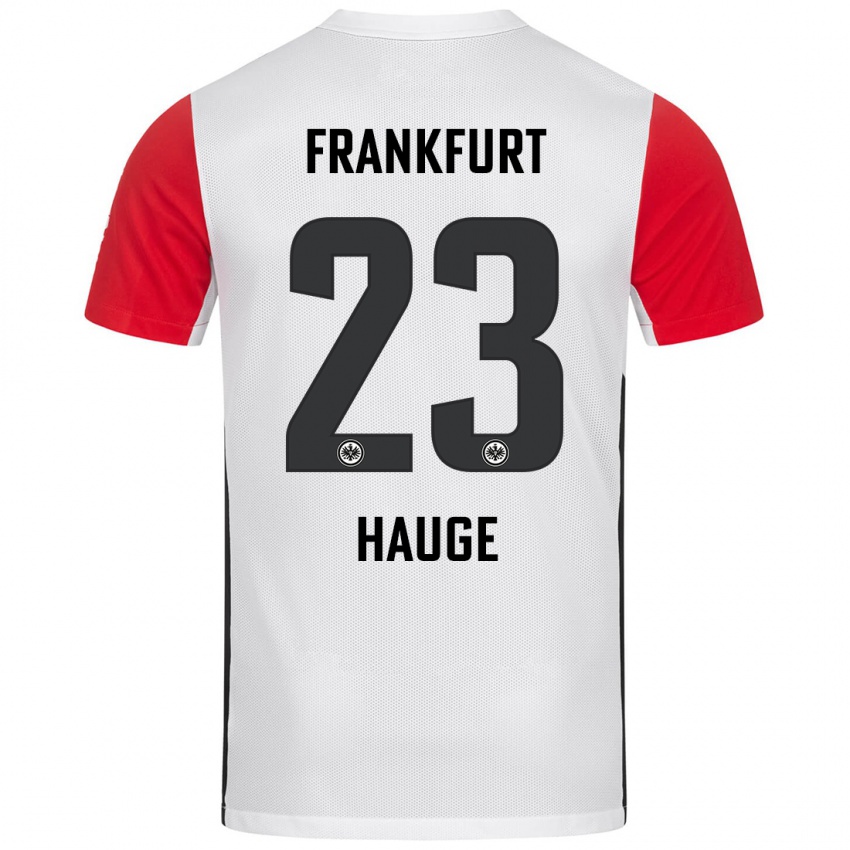 Dames Jens Petter Hauge #23 Wit Rood Thuisshirt Thuistenue 2024/25 T-Shirt België