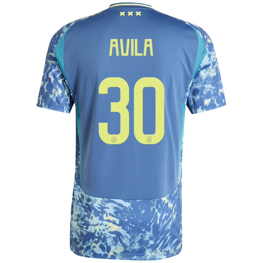 Damen Gastón Ávila #30 Grau Blau Gelb Auswärtstrikot Trikot 2024/25 T-Shirt Belgien