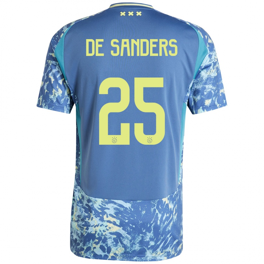 Damen Kay-Lee De Sanders #25 Grau Blau Gelb Auswärtstrikot Trikot 2024/25 T-Shirt Belgien