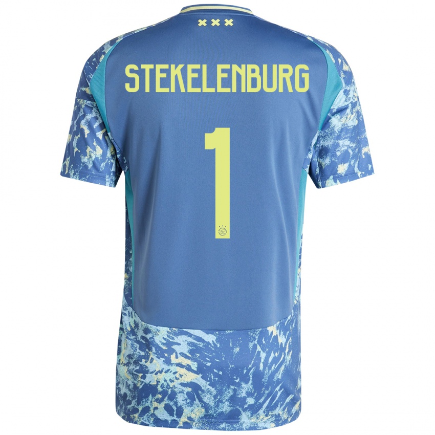 Damen Maarten Stekelenburg #1 Grau Blau Gelb Auswärtstrikot Trikot 2024/25 T-Shirt Belgien