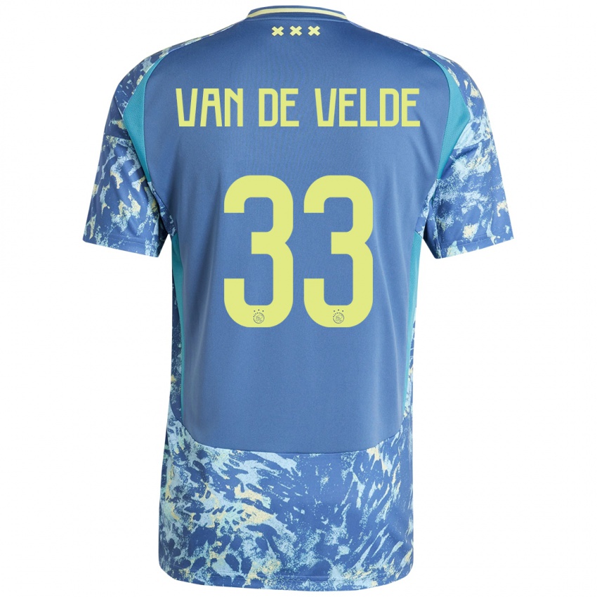 Damen Jonna Van De Velde #33 Grau Blau Gelb Auswärtstrikot Trikot 2024/25 T-Shirt Belgien