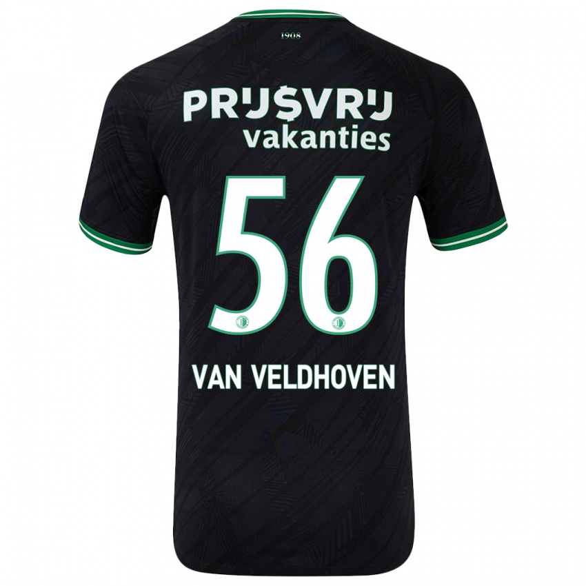 Femme Maillot Kars Van Veldhoven #56 Noir Vert Tenues Extérieur 2024/25 T-Shirt Belgique