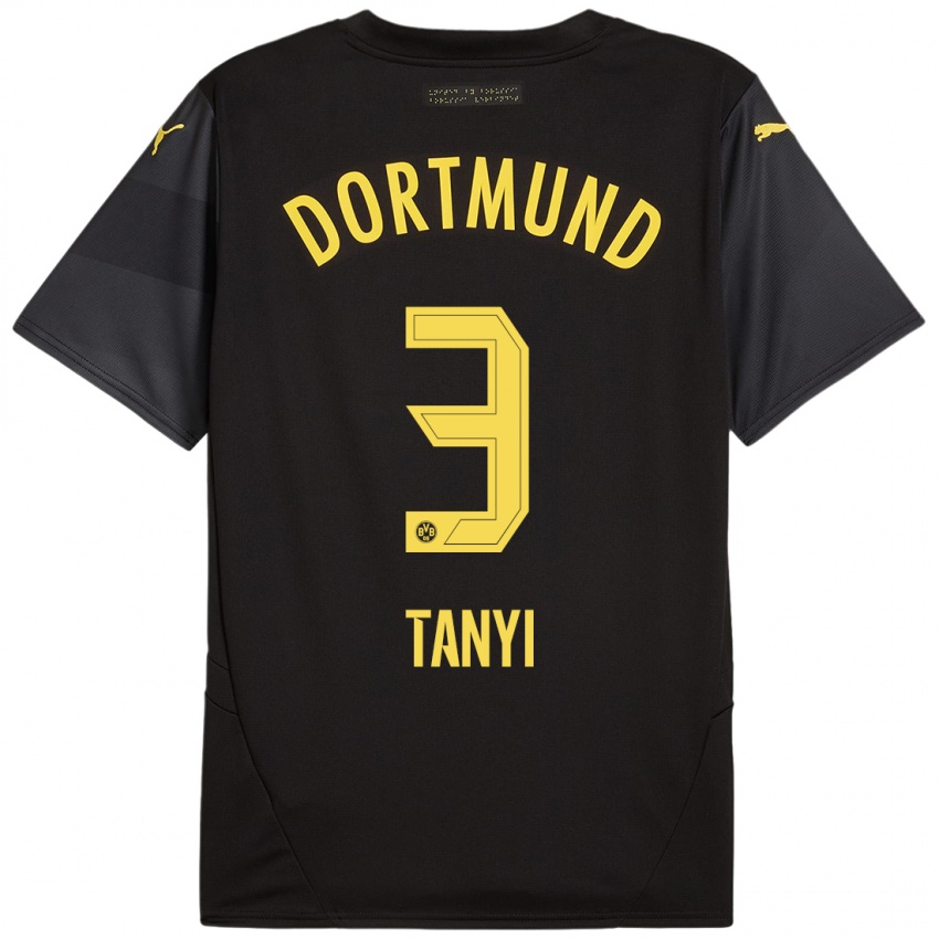 Femme Maillot Paul Tanyi #3 Noir Jaune Tenues Extérieur 2024/25 T-Shirt Belgique