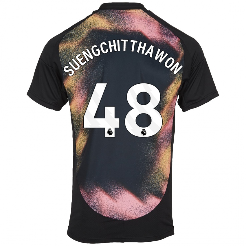 Femme Maillot Thanawat Suengchitthawon #48 Noir Blanc Tenues Extérieur 2024/25 T-Shirt Belgique