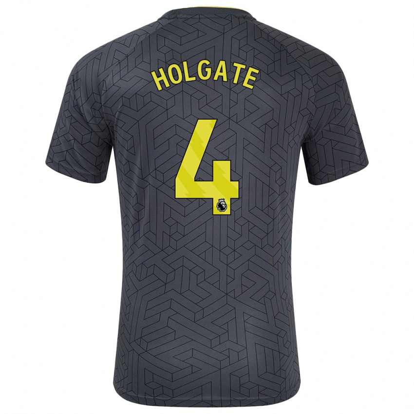 Femme Maillot Mason Holgate #4 Noir Jaune Tenues Extérieur 2024/25 T-Shirt Belgique