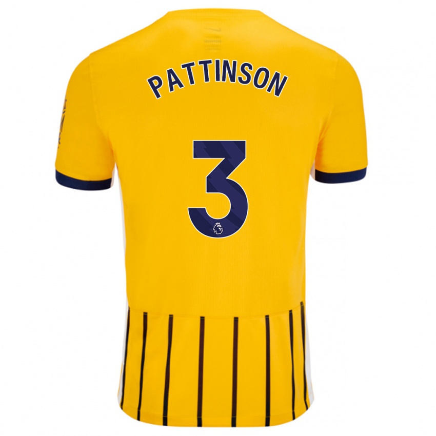 Damen Poppy Pattinson #3 Gold Blau Nadelstreifen Auswärtstrikot Trikot 2024/25 T-Shirt Belgien