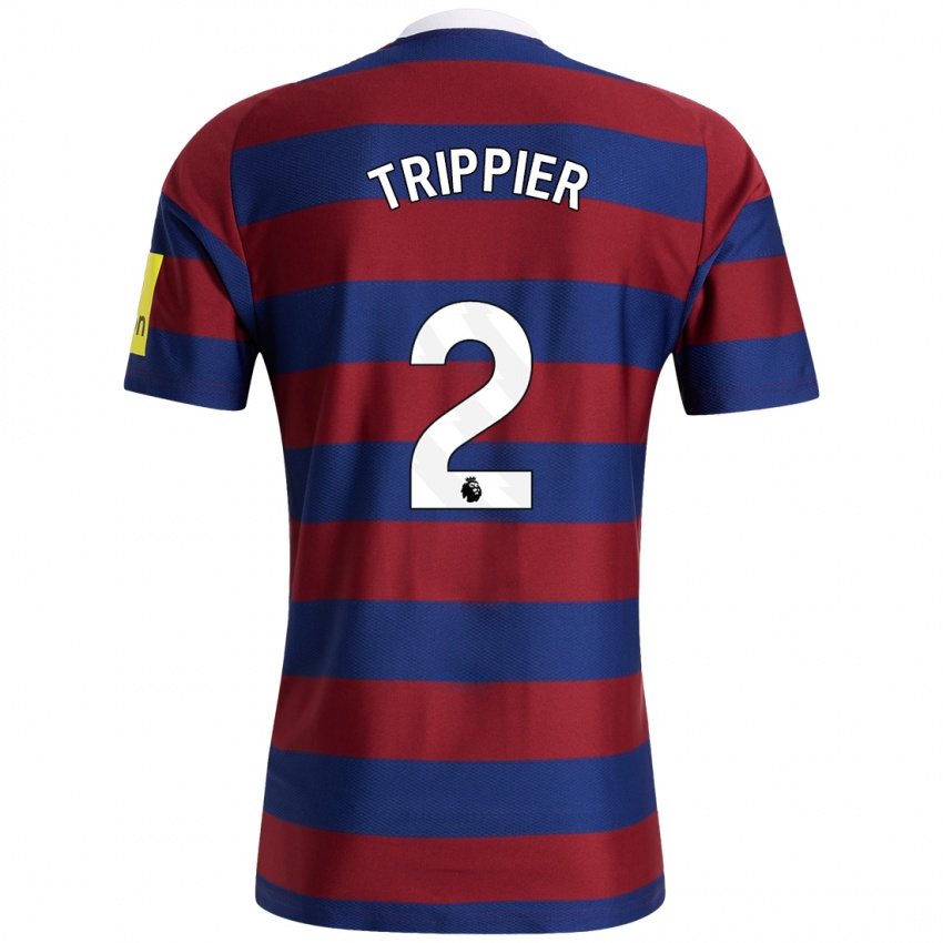 Damen Kieran Trippier #2 Burgunderrot Marineblau Auswärtstrikot Trikot 2024/25 T-Shirt Belgien