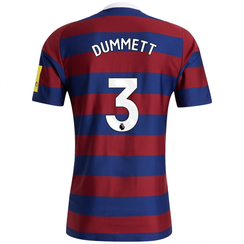 Femme Maillot Paul Dummett #3 Bordeaux Bleu Marine Tenues Extérieur 2024/25 T-Shirt Belgique