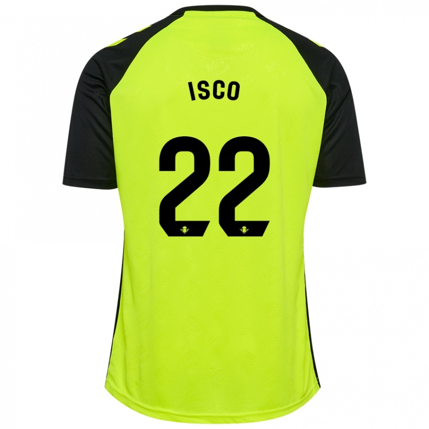 Damen Isco #22 Fluoreszierendes Gelb Schwarz Auswärtstrikot Trikot 2024/25 T-Shirt Belgien