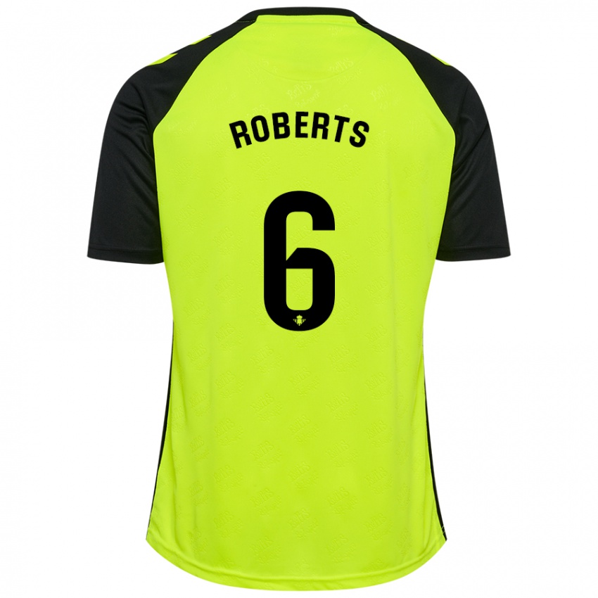 Damen Rhiannon Roberts #6 Fluoreszierendes Gelb Schwarz Auswärtstrikot Trikot 2024/25 T-Shirt Belgien